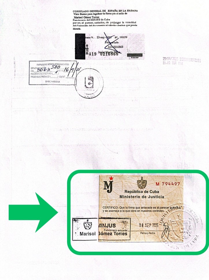 Sello Oficial del MINJUS en Cuba